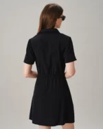 Black Collar Button Pockets Mini Dress - Image 7