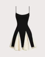 Black Contrast Slip Mini Dress - Image 6