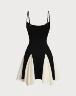 Black Contrast Slip Mini Dress - Image 7