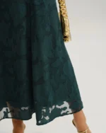 Green Jacquard A-Line Slip Maxi Dress - Image 3